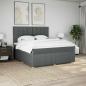 Preview: ARDEBO.de - Boxspringbett mit Matratze Dunkelgrau 180x200 cm Stoff