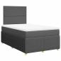 Preview: ARDEBO.de - Boxspringbett mit Matratze Dunkelgrau 120x200 cm Stoff