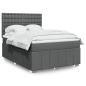 Preview: ARDEBO.de - Boxspringbett mit Matratze Dunkelgrau 160x200 cm Stoff