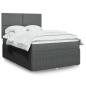Preview: ARDEBO.de - Boxspringbett mit Matratze Dunkelgrau 140x190 cm Stoff