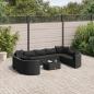 Preview: ARDEBO.de - 10-tlg. Garten-Sofagarnitur mit Kissen Schwarz Poly Rattan