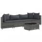 Preview: 5-tlg. Garten-Sofagarnitur mit Kissen Grau Poly Rattan