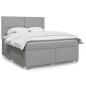 Preview: ARDEBO.de - Boxspringbett mit Matratze Hellgrau 180x200 cm Stoff