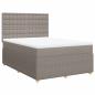 Preview: ARDEBO.de - Boxspringbett mit Matratze Taupe 140x190 cm Stoff