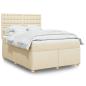 Preview: ARDEBO.de - Boxspringbett mit Matratze Creme 160x200 cm Stoff