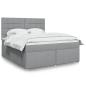 Preview: ARDEBO.de - Boxspringbett mit Matratze Hellgrau 180x200 cm Stoff