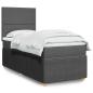 Preview: ARDEBO.de - Boxspringbett mit Matratze Dunkelgrau 100x200 cm Stoff