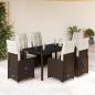 Preview: ARDEBO.de - 7-tlg. Garten-Bistro-Set mit Kissen Braun Poly Rattan