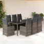 Preview: ARDEBO.de - 9-tlg. Garten-Bistro-Set mit Kissen Grau Poly Rattan