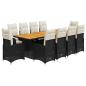 Preview: 11-tlg. Garten-Bistro-Set mit Kissen Schwarz Poly Rattan