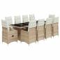 Preview: 11-tlg. Garten-Bistro-Set mit Kissen Beige Poly Rattan