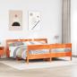 Preview: ARDEBO.de - Massivholzbett ohne Matratze Wachsbraun 200x200 Kiefernholz