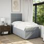 Preview: Boxspringbett mit Matratze Hellgrau 100x200 cm Stoff