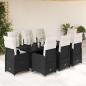 Preview: ARDEBO.de - 9-tlg. Garten-Bistro-Set mit Kissen Schwarz Poly Rattan