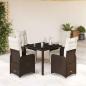Preview: ARDEBO.de - 5-tlg. Garten-Bistro-Set mit Kissen Braun Poly Rattan