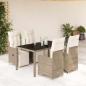 Preview: ARDEBO.de - 5-tlg. Garten-Bistro-Set mit Kissen Braun Poly Rattan