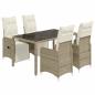Preview: 5-tlg. Garten-Bistro-Set mit Kissen Braun Poly Rattan