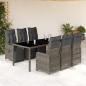 Preview: ARDEBO.de - 7-tlg. Garten-Bistro-Set mit Kissen Grau Poly Rattan