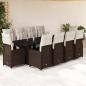 Preview: ARDEBO.de - 11-tlg. Garten-Bistro-Set mit Kissen Braun Poly Rattan