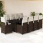 Preview: ARDEBO.de - 11-tlg. Garten-Bistro-Set mit Kissen Braun Poly Rattan