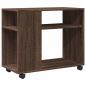 Preview: Beistelltisch mit Rollen Braun Eiche 70x35x60 cm Holzwerkstoff