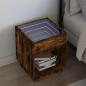 Preview: ARDEBO.de - Nachttisch mit Infinity-LED Braun Eichen-Optik 40x40x50 cm