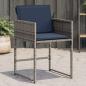 Preview: ARDEBO.de - Gartenstühle mit Kissen 4 Stk. Grau Poly Rattan
