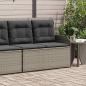 Preview: ARDEBO.de - Gartenbank Verstellbar mit Kissen Grau Poly Rattan
