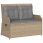 Preview: Gartenbank Verstellbar mit Kissen Beige Poly Rattan