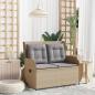 Preview: Gartenbank Verstellbar mit Kissen Beige Poly Rattan