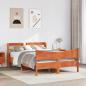 Preview: Massivholzbett mit Kopfteil Wachsbraun 135x190 cm Kiefer