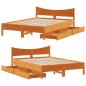 Preview: Massivholzbett mit Schubladen Wachsbraun 140x200 cm Kiefer