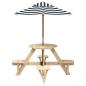 Preview: Picknicktisch für 4 Kinder mit Sonnenschirm Rund Tannenholz