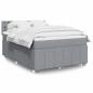 Preview: ARDEBO.de - Boxspringbett mit Matratze Hellgrau 140x200 cm Stoff