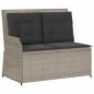 Preview: Gartenbank Verstellbar mit Kissen Hellgrau Poly Rattan