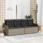 Preview: Gartenbank Verstellbar mit Kissen Hellgrau Poly Rattan