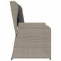 Preview: Gartenbank Verstellbar mit Kissen Hellgrau Poly Rattan