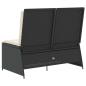 Preview: Gartenbank Verstellbar mit Kissen Schwarz Poly Rattan