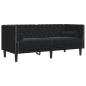 Preview: Chesterfield-Sofa mit Nackenrollen 2-Sitzer Schwarz Samt