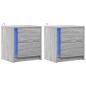 Preview: Nachttische mit LED-Leuchten 2 Stk. Grau Sonoma Holzwerkstoff