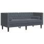 Preview: 3-tlg. Chesterfield-Sofa-Set mit Nackenrollen Dunkelgrau Samt