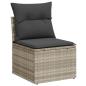 Preview: 5-tlg. Garten-Sofagarnitur mit Kissen Hellgrau Poly Rattan