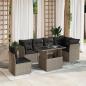 Preview: ARDEBO.de - 7-tlg. Garten-Sofagarnitur mit Kissen Hellgrau Poly Rattan