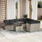 Preview: ARDEBO.de - 10-tlg. Garten-Sofagarnitur mit Kissen Hellgrau Poly Rattan