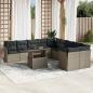 Preview: ARDEBO.de - 11-tlg. Garten-Sofagarnitur mit Kissen Hellgrau Poly Rattan