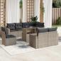 Preview: ARDEBO.de - 9-tlg. Garten-Sofagarnitur mit Kissen Hellgrau Poly Rattan