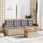 Preview: ARDEBO.de - 3-tlg. Garten-Lounge-Set mit Kissen Beige Poly Rattan