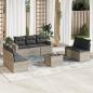 Preview: ARDEBO.de - 8-tlg. Garten-Sofagarnitur mit Kissen Hellgrau Poly Rattan