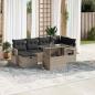 Preview: ARDEBO.de - 7-tlg. Garten-Sofagarnitur mit Kissen Hellgrau Poly Rattan