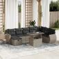 Preview: ARDEBO.de - 9-tlg. Garten-Sofagarnitur mit Kissen Hellgrau Poly Rattan